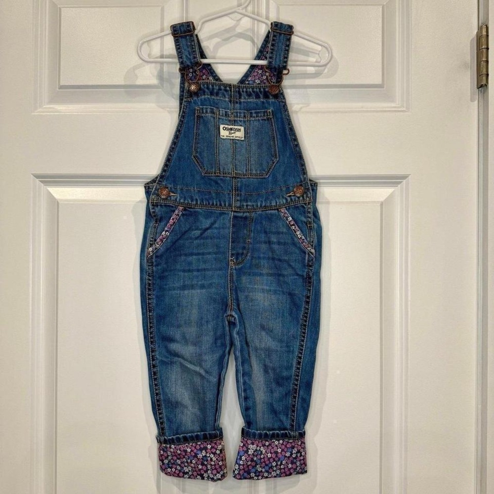 Oshkosh Girls Overalls With Floral Bottoms Size 3T
